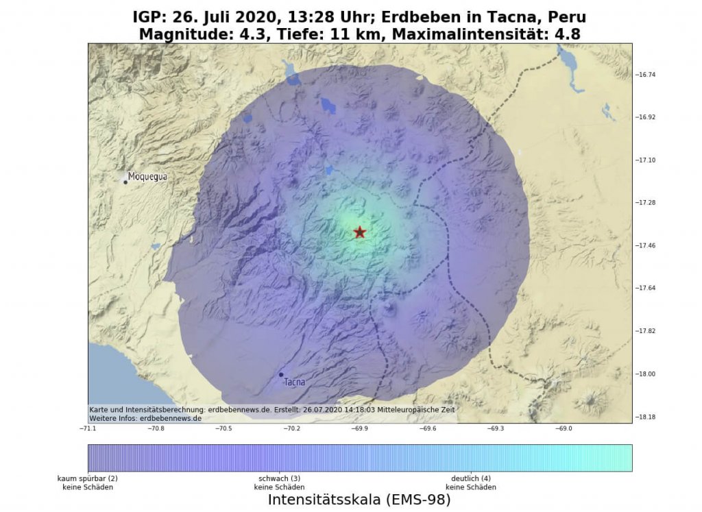 Größtes Beben vom Erdbebenschwarm in Tacna