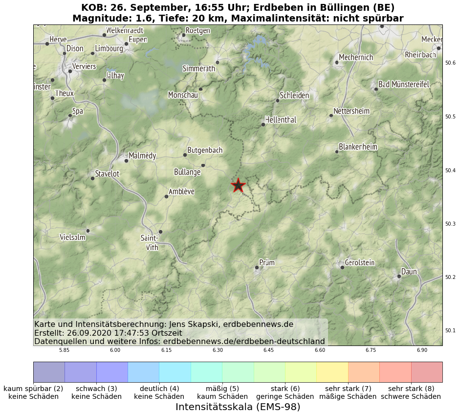 Erdbeben in Hellenthal am 26.09.2020 | Erdbebennews