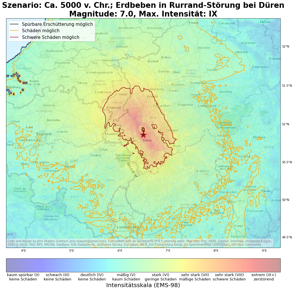 Szenario eines schweren Erdbebens (M7.0) bei Düren