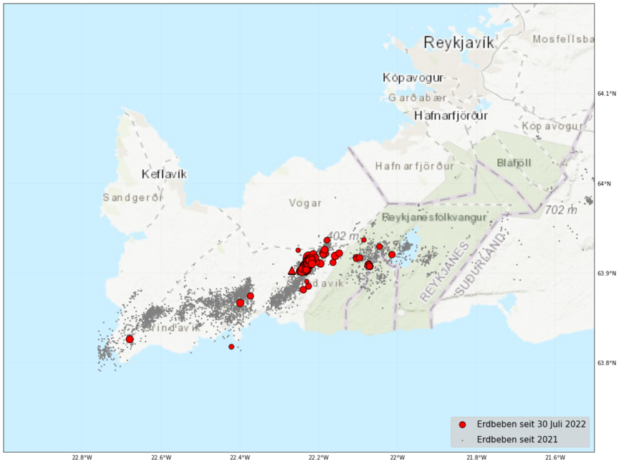 Erdbebenschwarm am Fagradalsfjall-Vulkan in Island