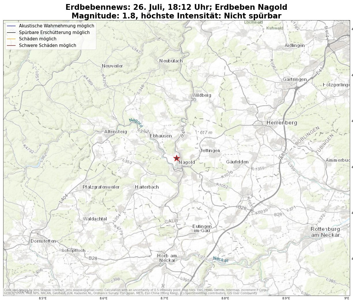Kleines Erdbeben in Nagold