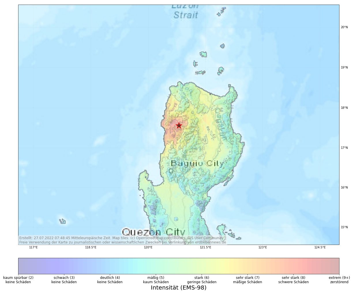 Schweres Erdbeben im Norden der Philippinen