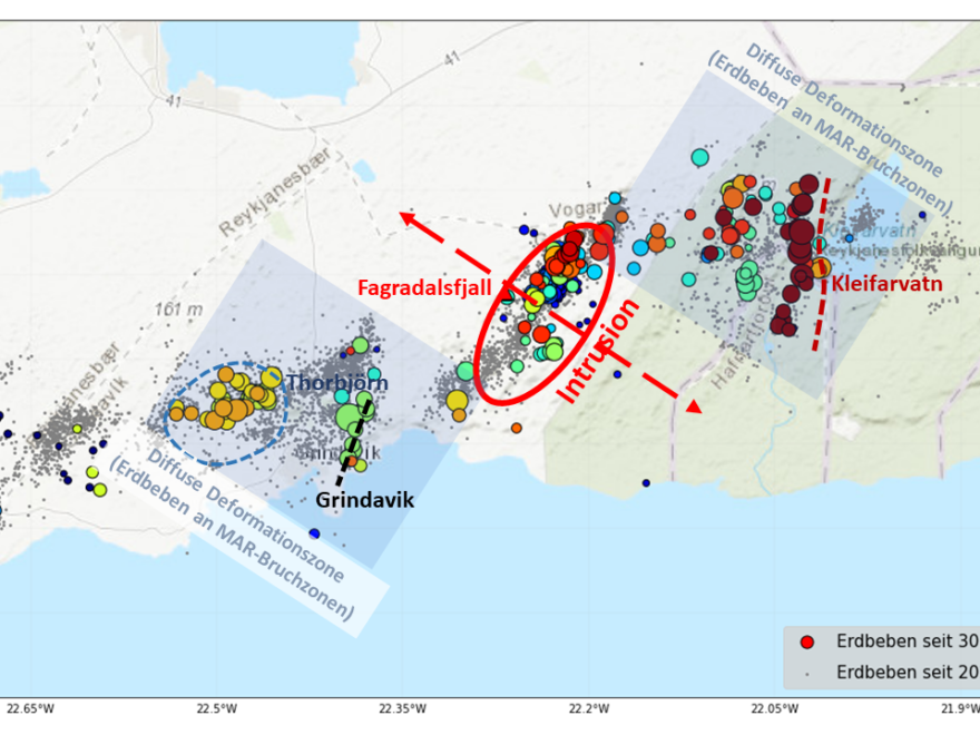 Übersichtskarte Erdbeben auf Island