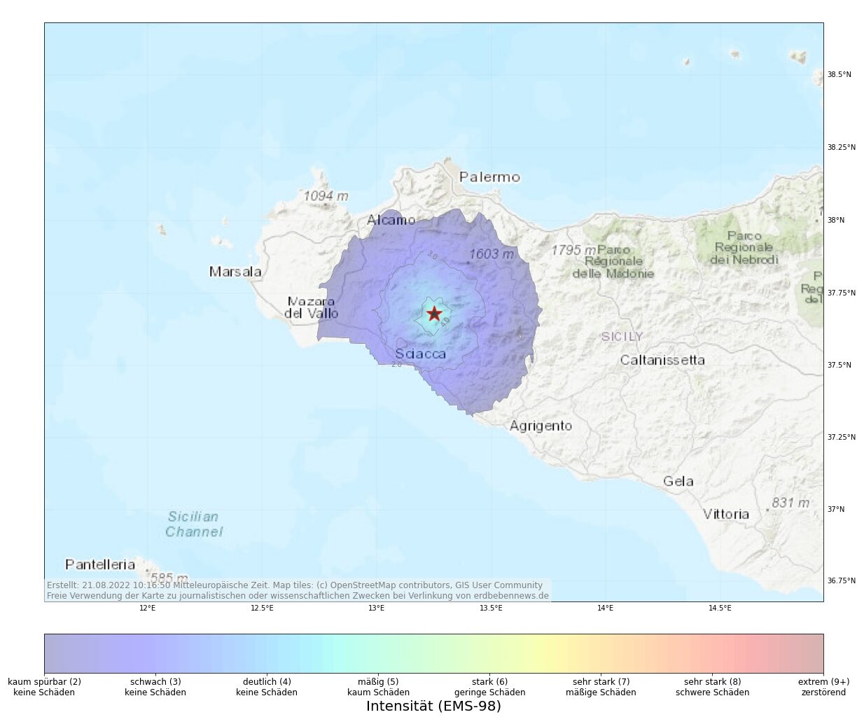 Erdbeben im Westen von SIzilien