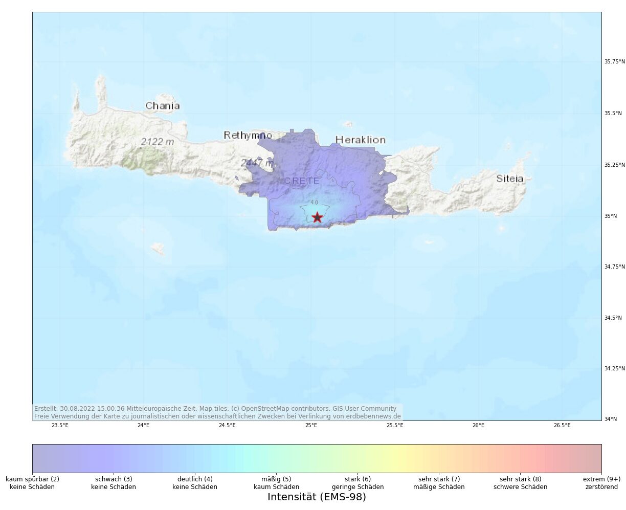 Erdbeben an der Südküste von Kreta