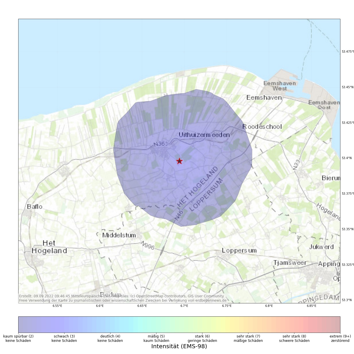 Leichtes Erdbeben im Norden von Groningen