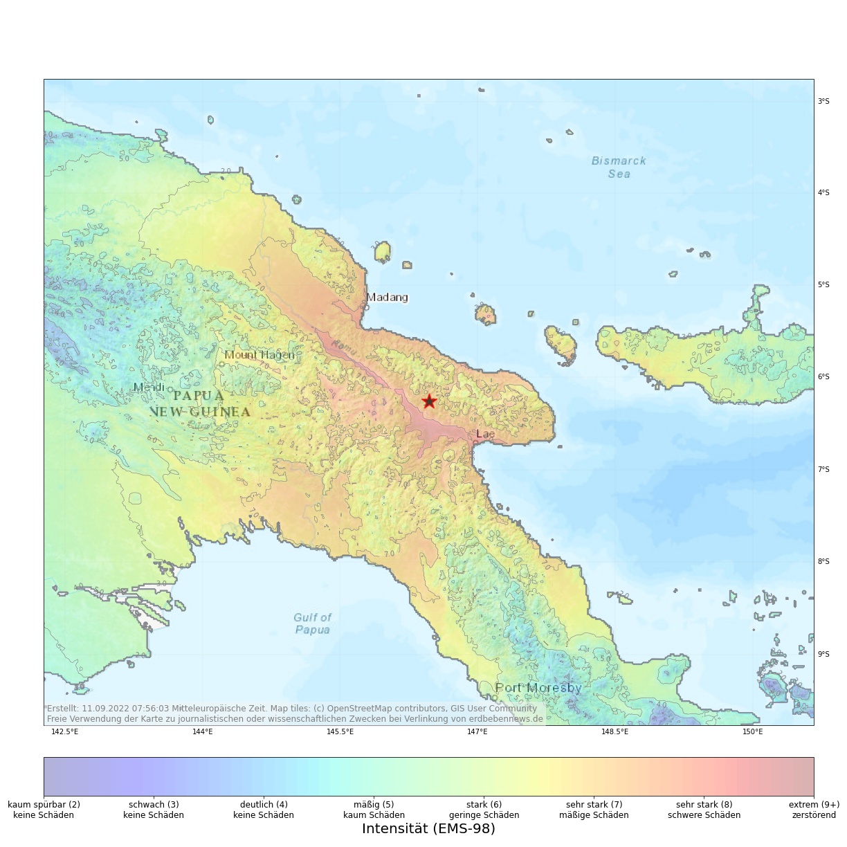 Schweres Erdbeben Papua-Neuguinea