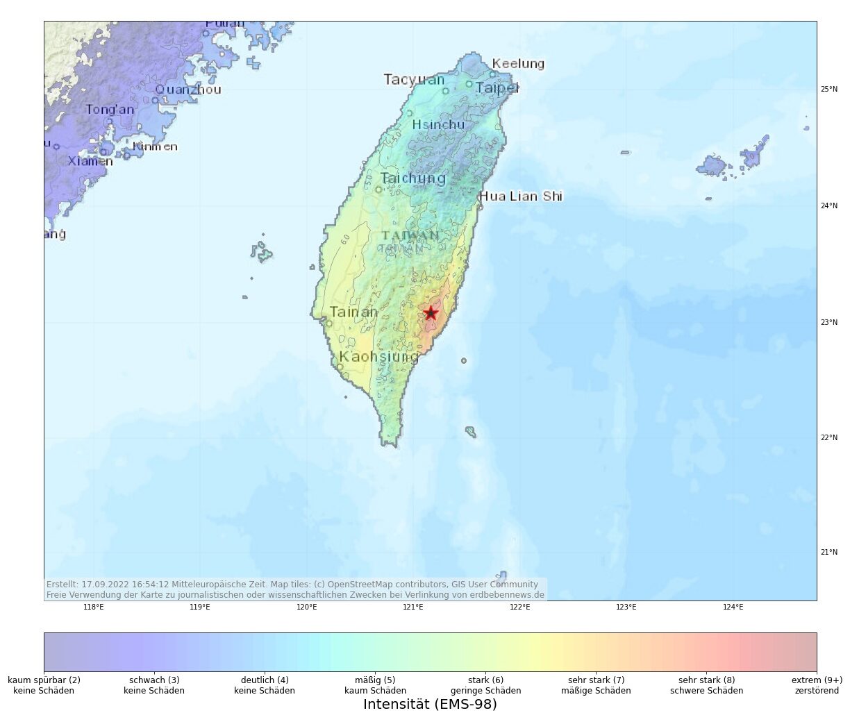 Schweres Erdbeben in Taiwan