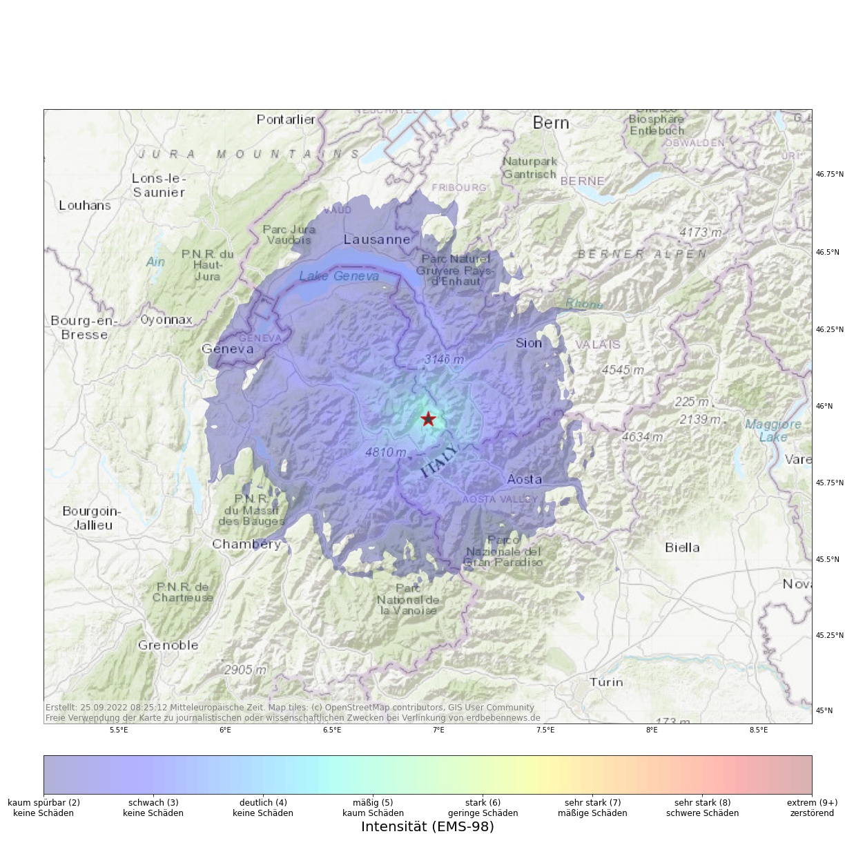 Erdbeben am Mont Blanc